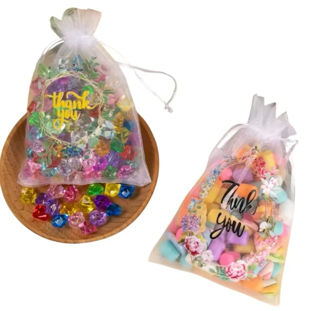 50 Floral Thank You Organza Gift Bags